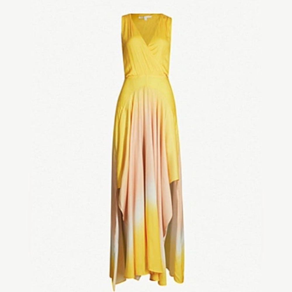 Maje Yellow Resia Tie-Dye V-neck Cut-Out Dress. Size 2 or an M